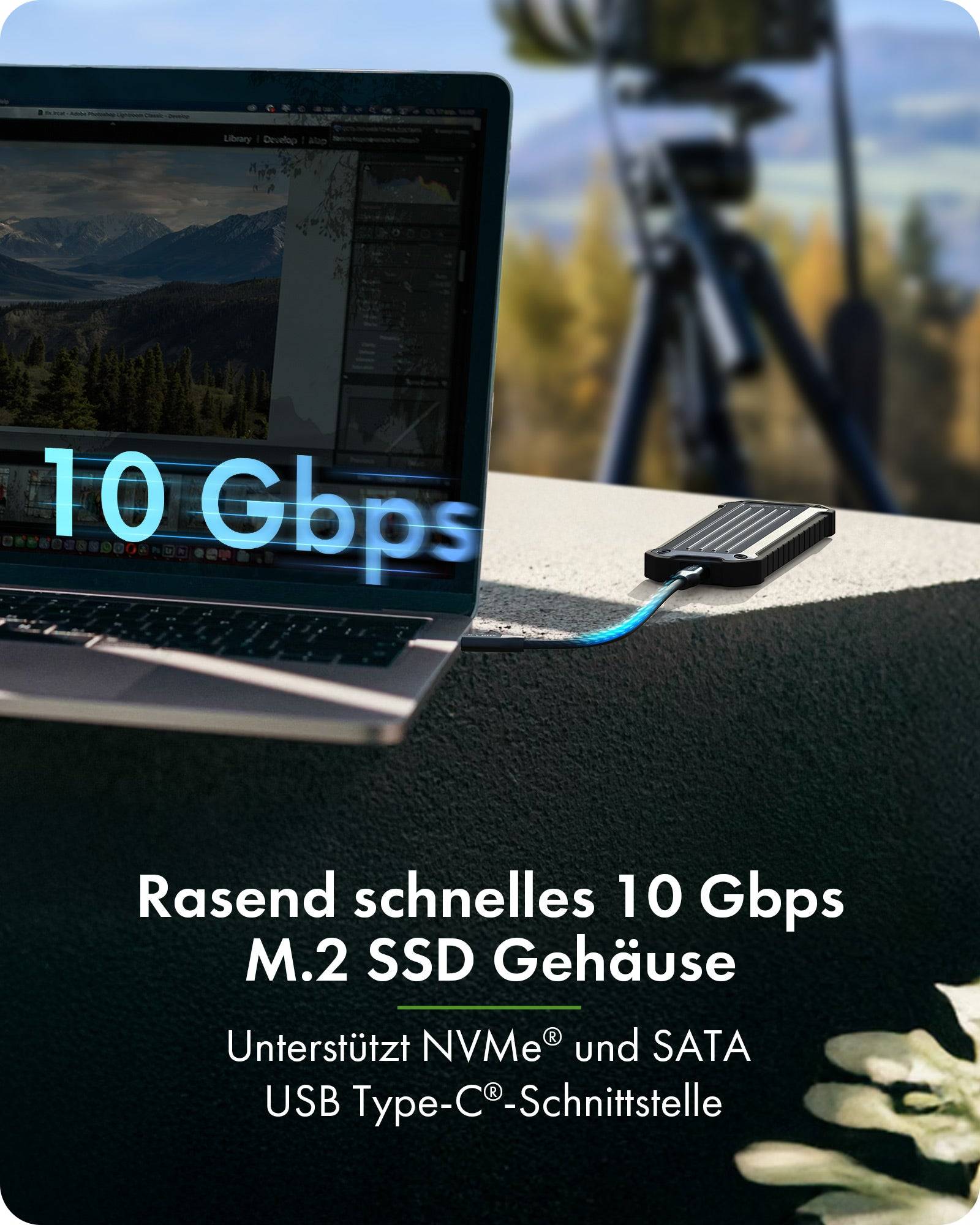 IB-1827MCP-C31, M.2 NVMe & SATA Gehäuse, staub- und stoßfest, USB 3.2 Gen 2, 10 Gbps-2
