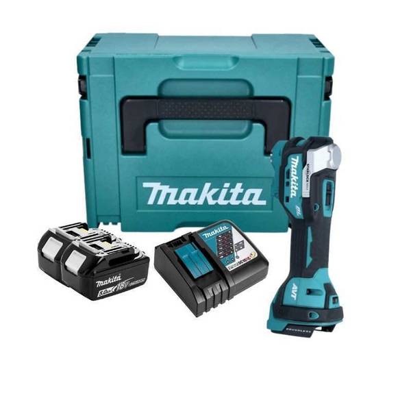 Makita DTM 52 RTJ Akku Multifunktionswerkzeug 18 V Starlock Max Brushless + 2x Akku 5,0 Ah + Ladegerät + Makpac