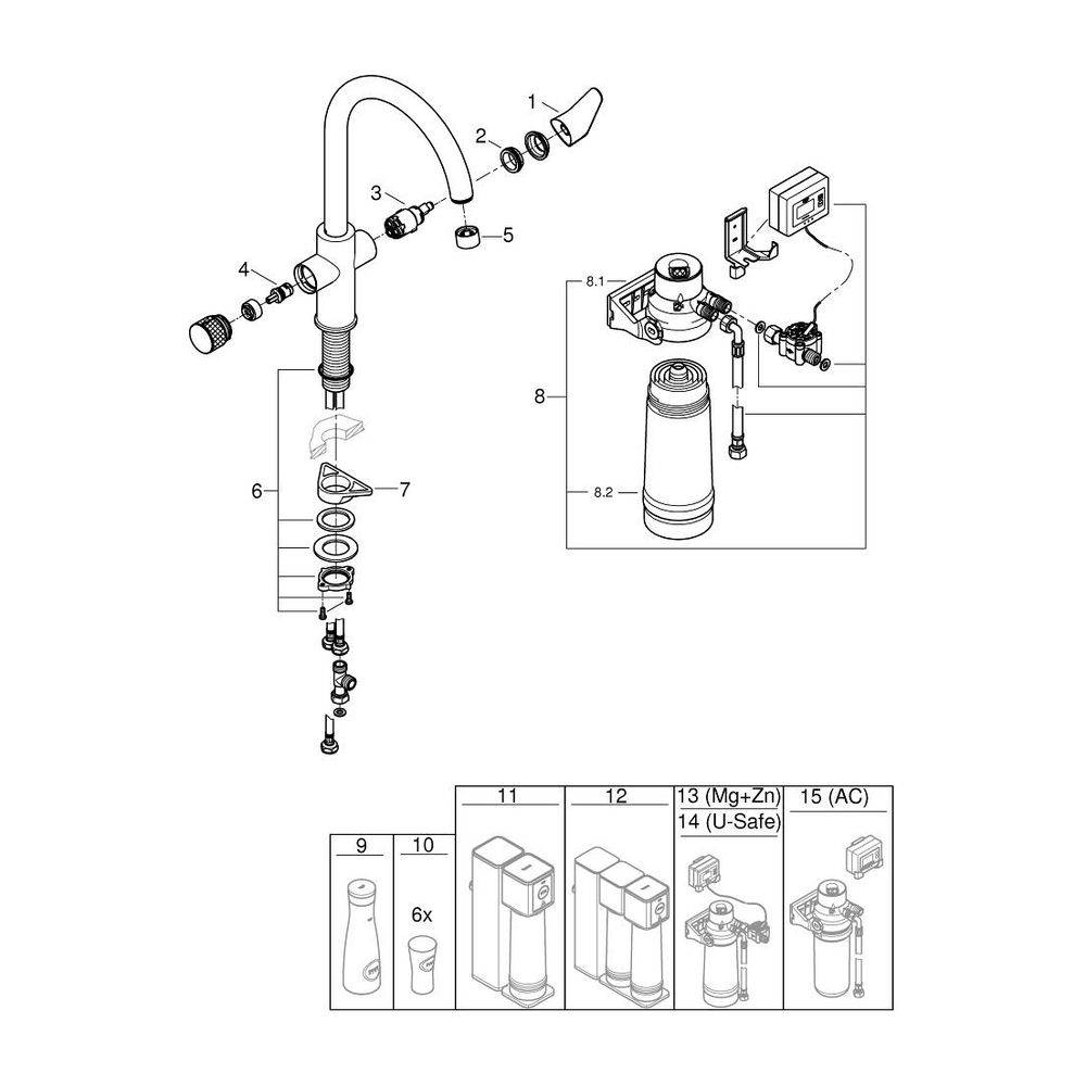 GROHE Starter Kit GROHE Blue Pure BauCurve 30581 C-Auslauf S-Filter chrom-1