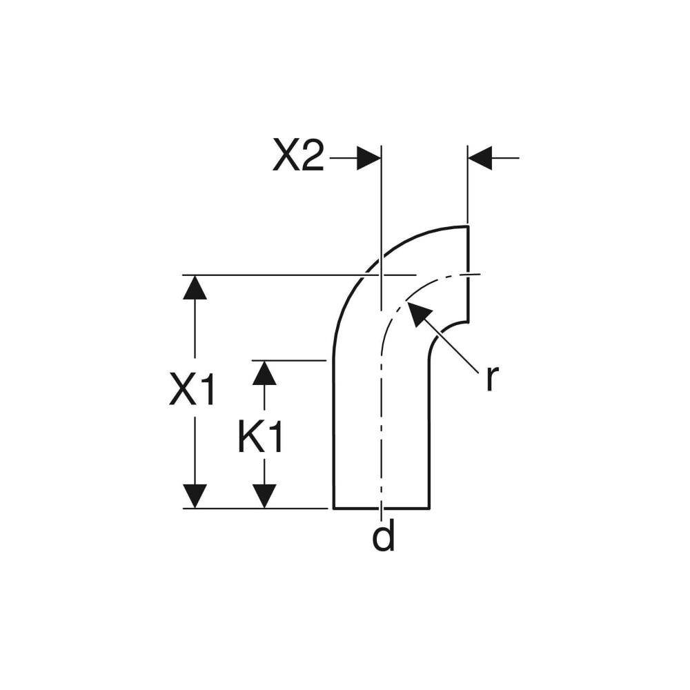 Geberit PE Bogen, 90 Grad, d 160 mm, 1 Stk.-2