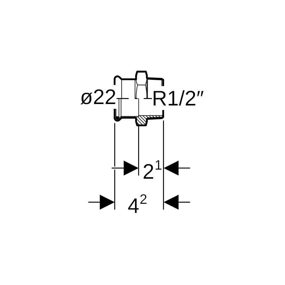 Geberit GE Mapress, Therm Uebergang, d22mm, R1/2, NPW, 1 Stk.-3