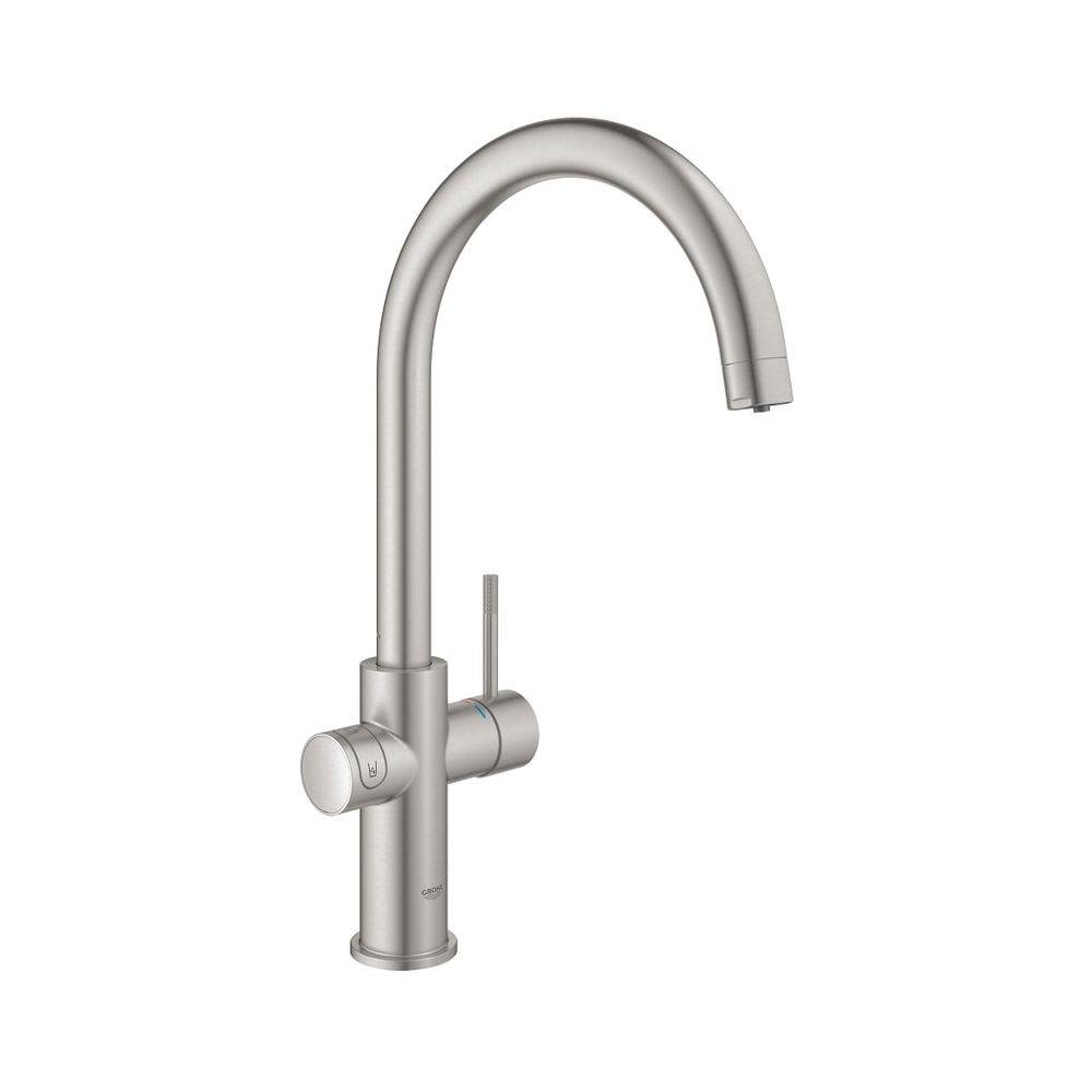 Grohe Blue Home Starterset, C-Auslauf, 1-Loch-Montage, Supersteel, 31455DC1-0