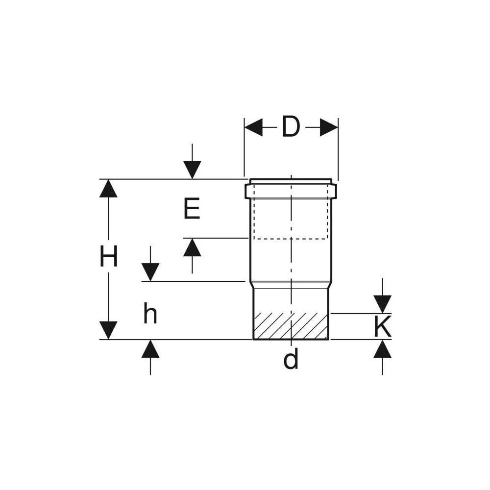 Geberit Langmuffe, PE, d250mm, mit Dichtung, waagrecht/senkrecht, schwarz, 1 Stk.-3