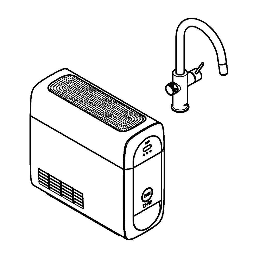 Grohe Blue Home Starterset, C-Auslauf, herausziehbarer Mousseurauslauf, 1-Loch-Montage, Supersteel, 31541DC0-3