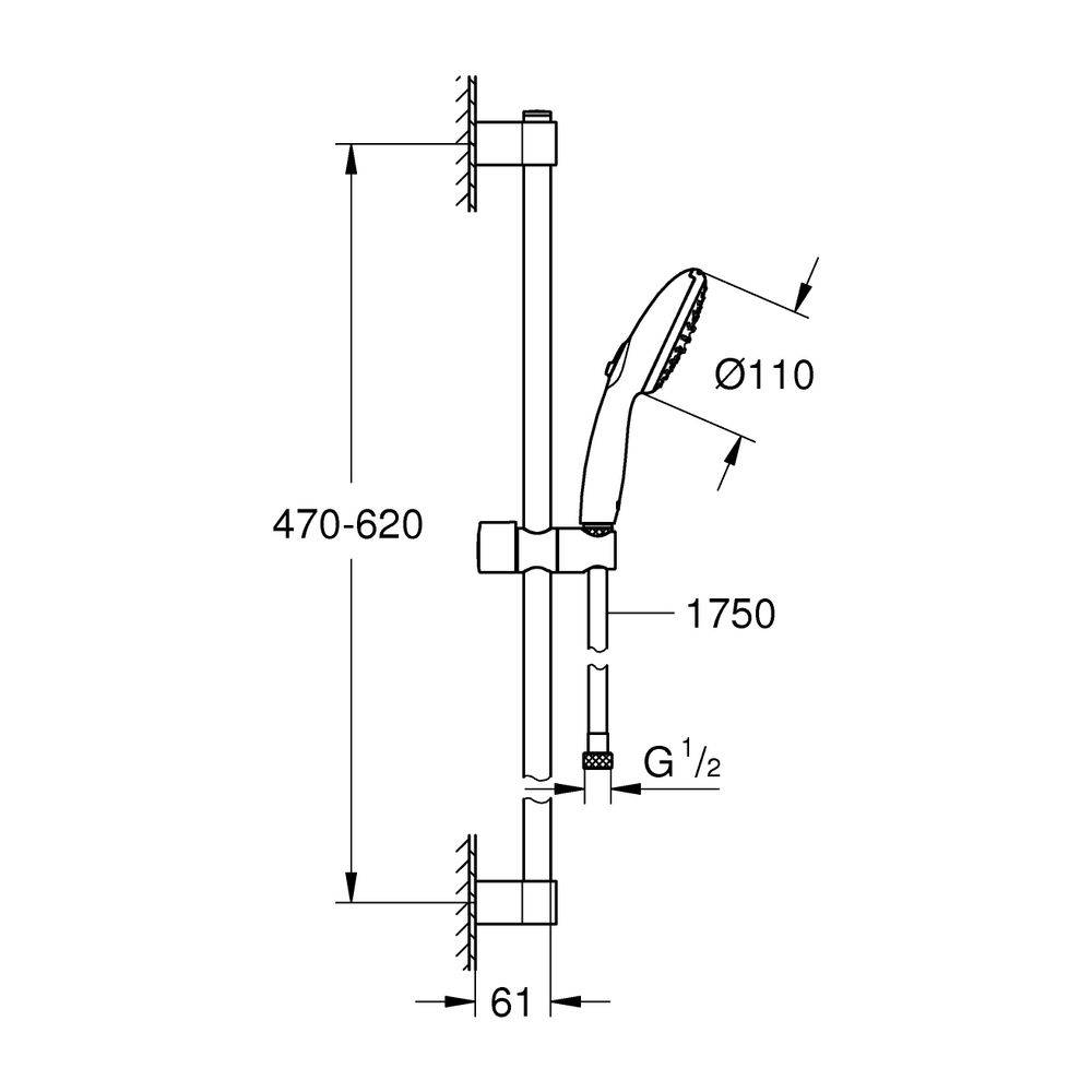 GROHE 27598003 Brausegarnitur Tempesta 2 Strahlarten chrom 13,5 l/min-3