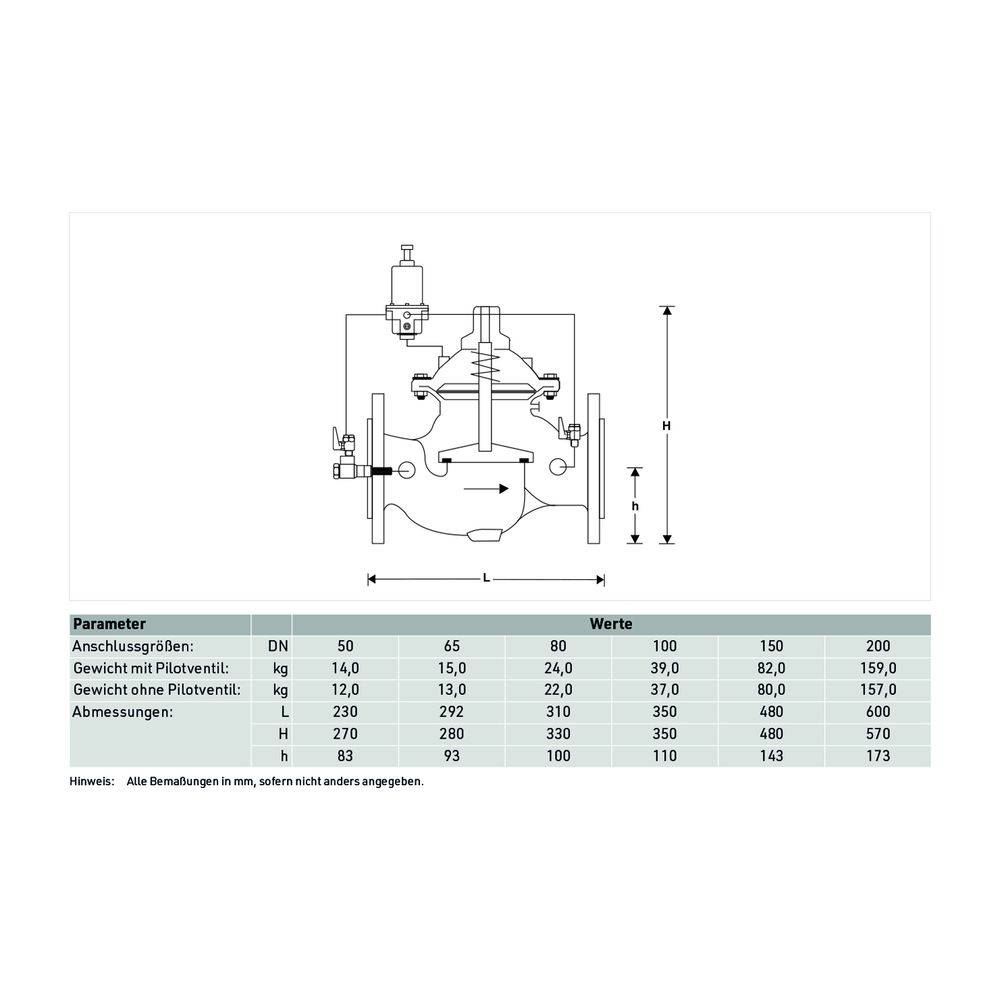 Resideo Druckhalteventil DH300 GGG plvb, A DN 80, Blau-1