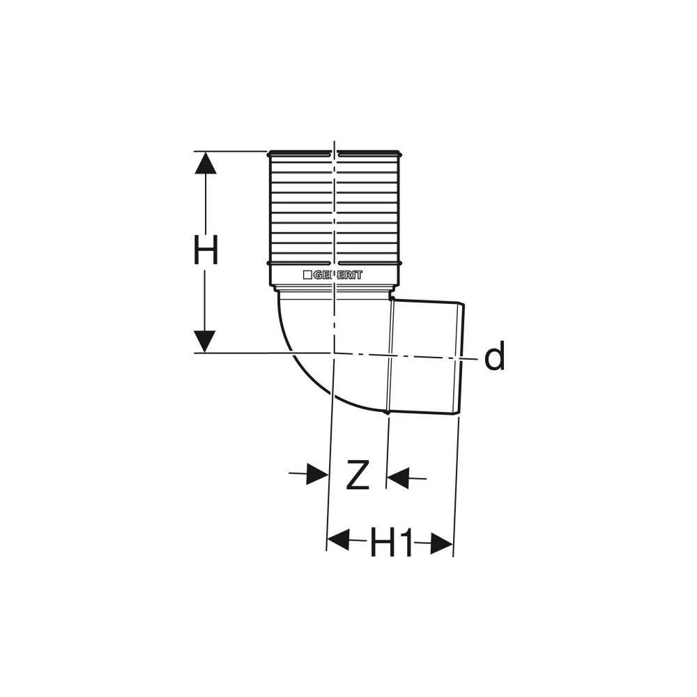 Geberit GE Silent-PP Anschlussbogen, 87,5°, DN 110 mm, lang, für WC, 1 Stk.-3