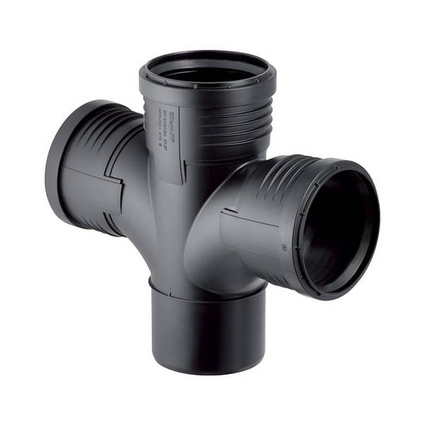 Geberit Silent-PP Bogenabzweig 87,5 Grad Außendurchmesser zweifach 90mm, D1 D2 90mm
