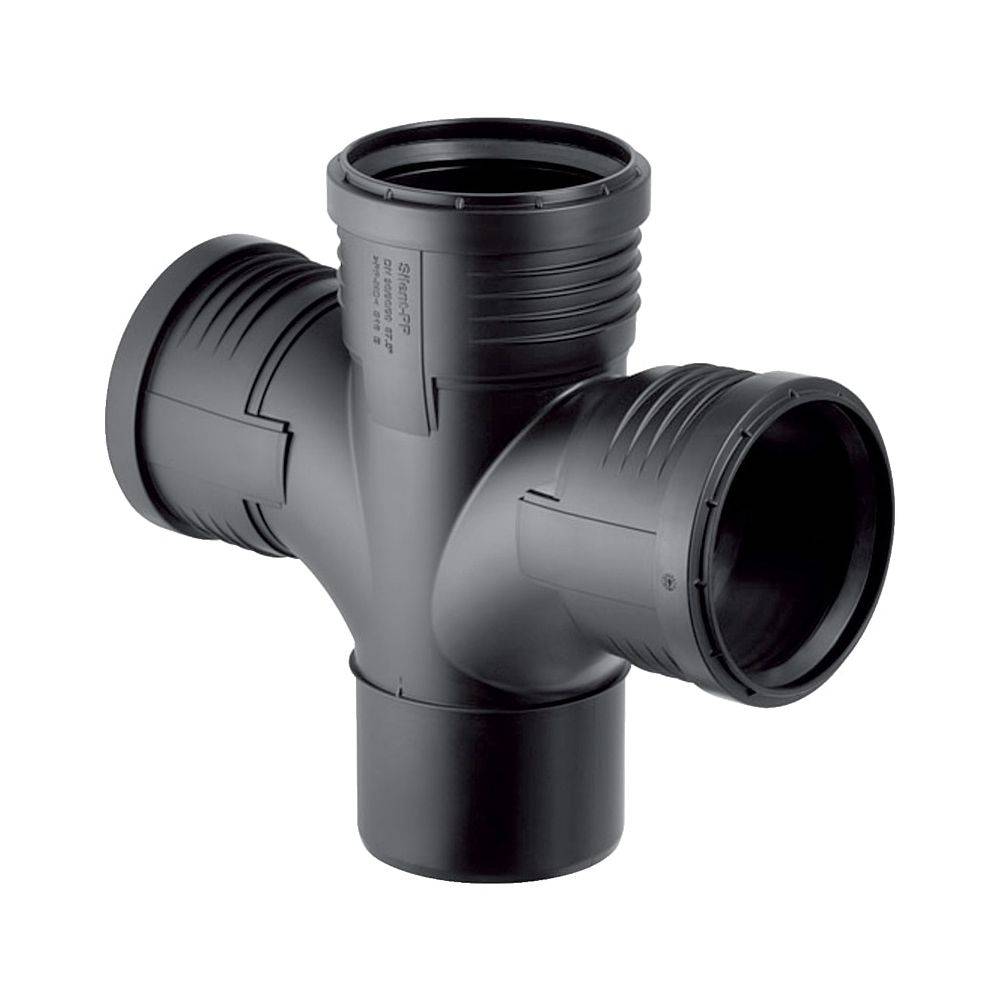 Geberit Silent-PP Bogenabzweig 87,5 Grad Außendurchmesser zweifach 90mm, D1 D2 90mm-0