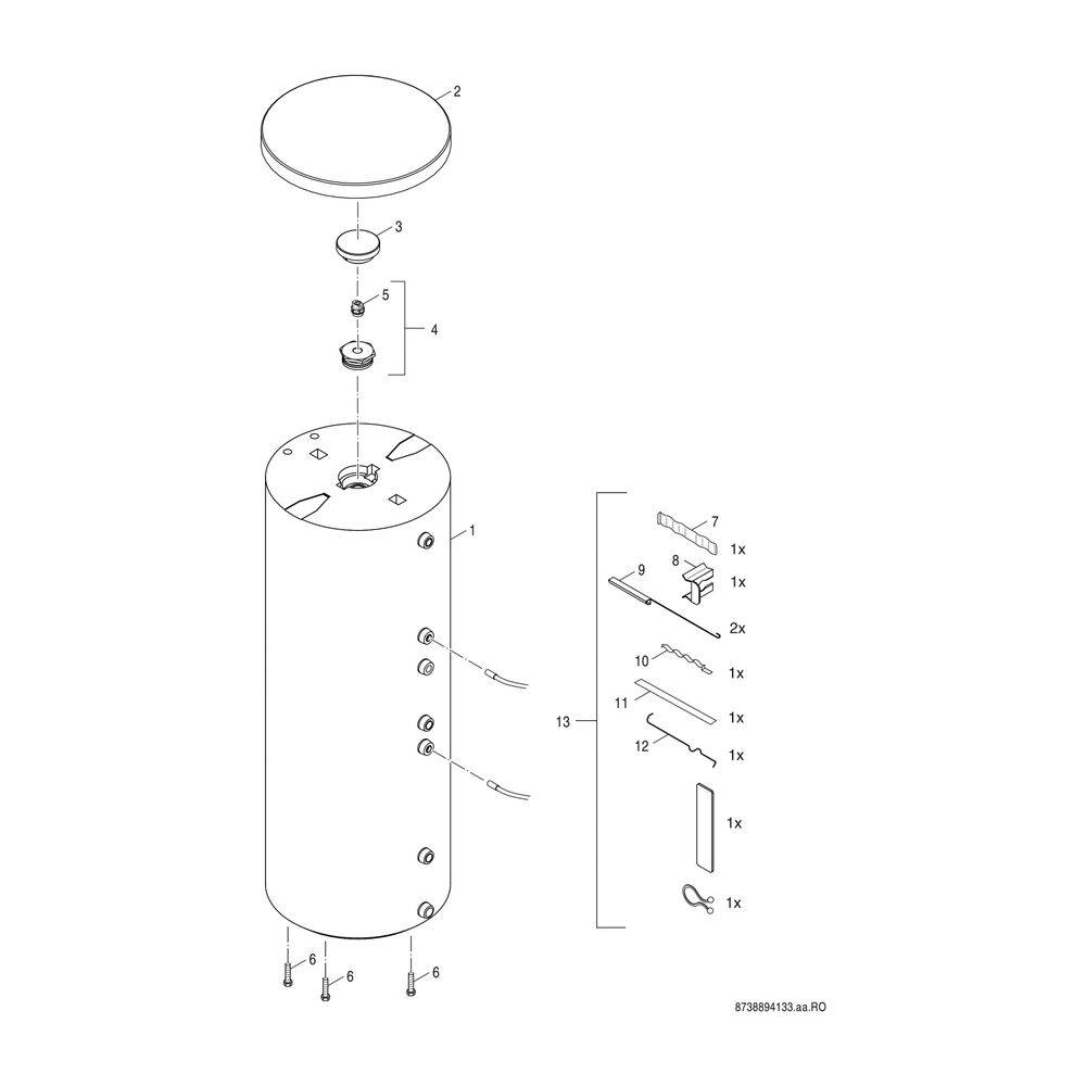 Bosch Pufferspeicher Stora BBS 400-5 K1 C für Solarstation, 390 Liter, 1835x670mm, Silber-2
