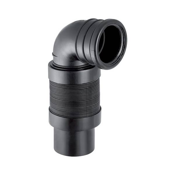 Geberit Anschlussbogen für WC, 90 Grad, ausziehbar, DN 90, PE-HD, 241521001