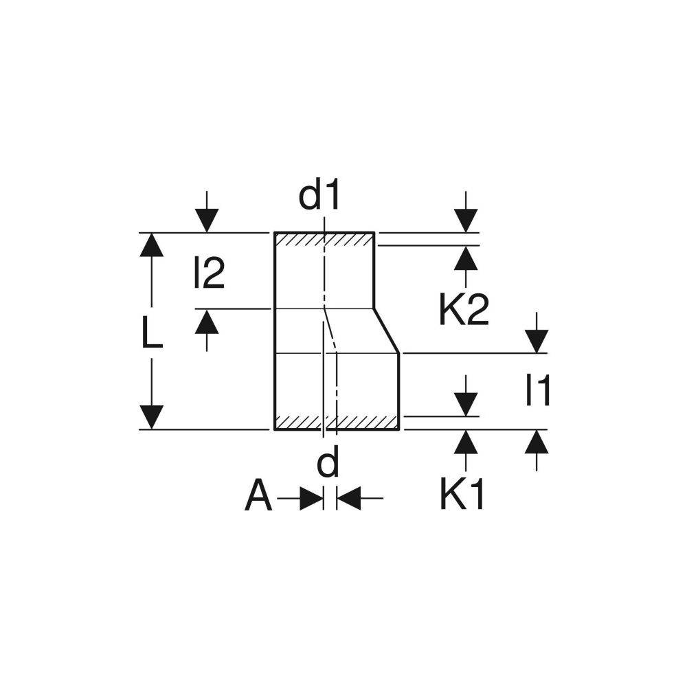 Geberit GE PE Reduktion, lang, exzentrisch, d 250/200 mm, 371596, 1 Stk.-3