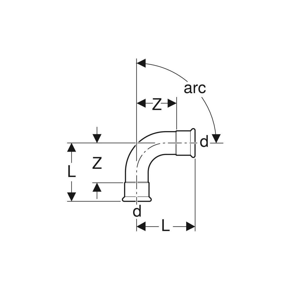 Geberit GE Mapress Therm Bogen, 90 Gr., d108mm, NPW, 1 Stk.-3