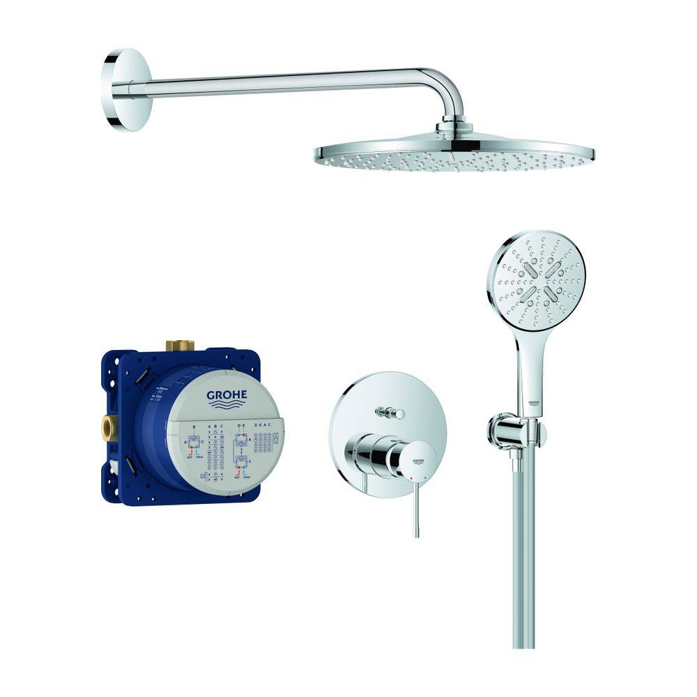 Grohe Essence UP-Duschsystem mit UP-Einhandmischer, 2-Wege-Umstellung, Rapido SmartBox, Rainshower Mono 310, Chrom,