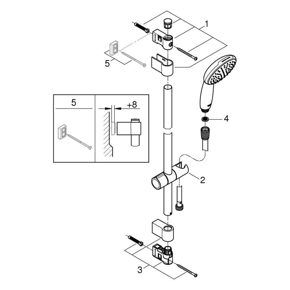 GROHE Brausestangenset Tempesta 110 27925_3 900mm 1 Strahl 7,6 l/min chrom-1