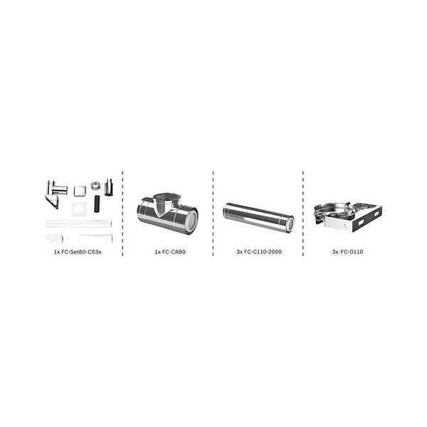 Bosch Abgas-Standardpaket Bopa FC60 S, Fassade starr, DN 80/125, 6m, RLU