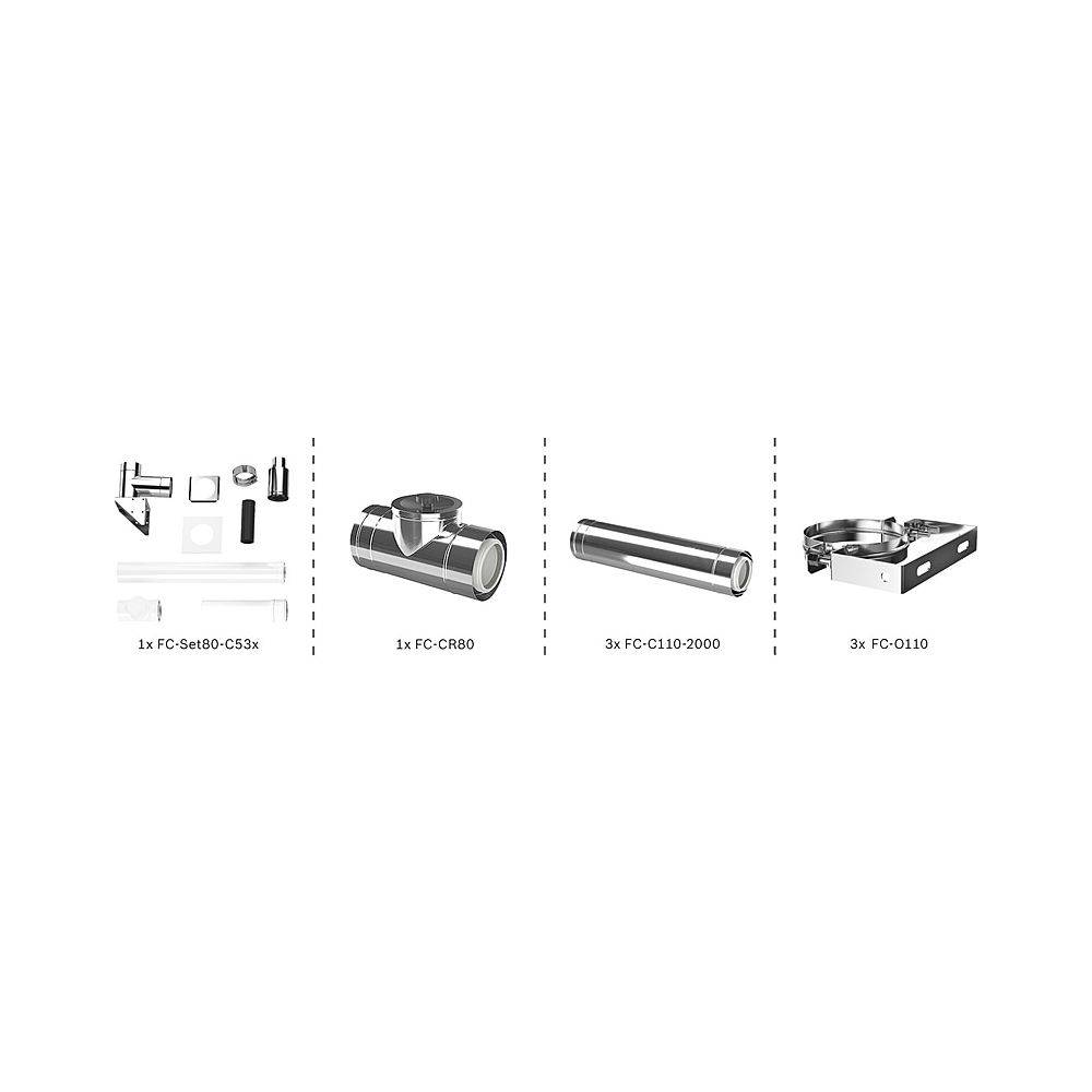 Bosch Abgas-Standardpaket Bopa FC60 S, Fassade starr, DN 80/125, 6m, RLU-0