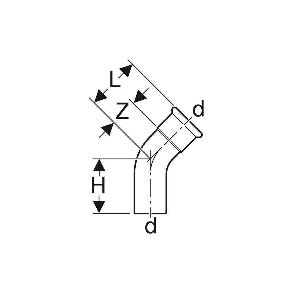 Geberit GE Mapress Therm, Bogen, 45 Gr, d54mm, Einschubende, NPW, 1 Stk.-3