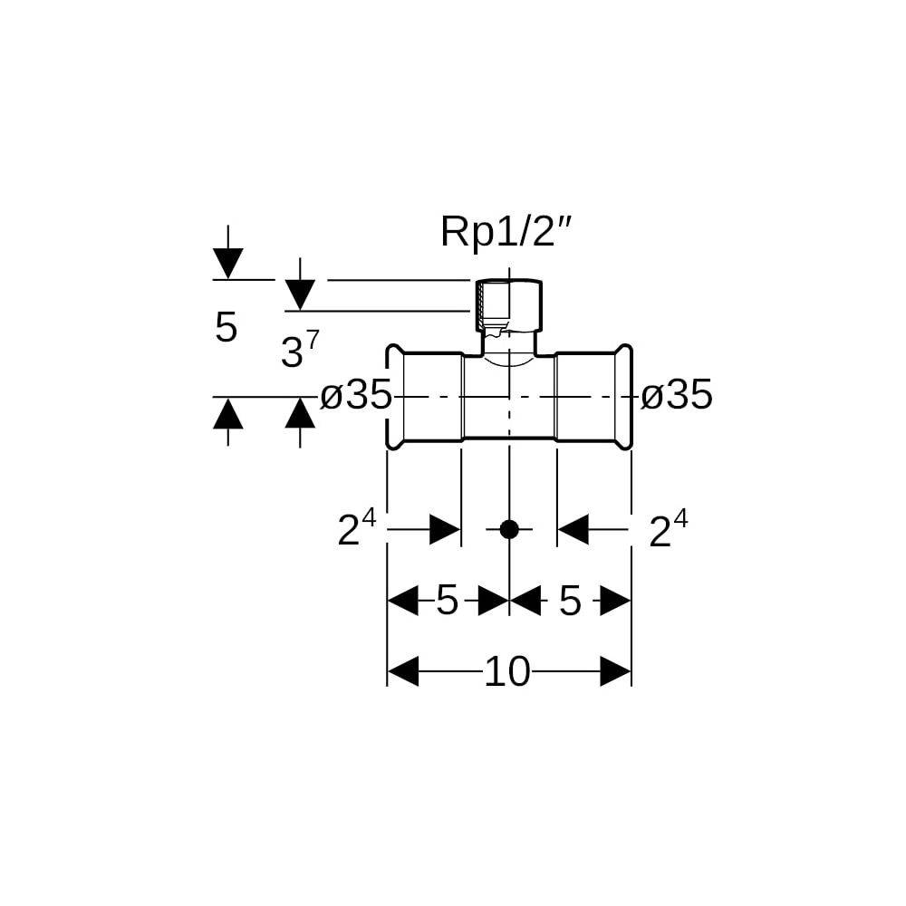 Geberit GE Mapress Therm, T-Stk., d35, Rp1/2, 35mm, NPW, 1 Stk.-3