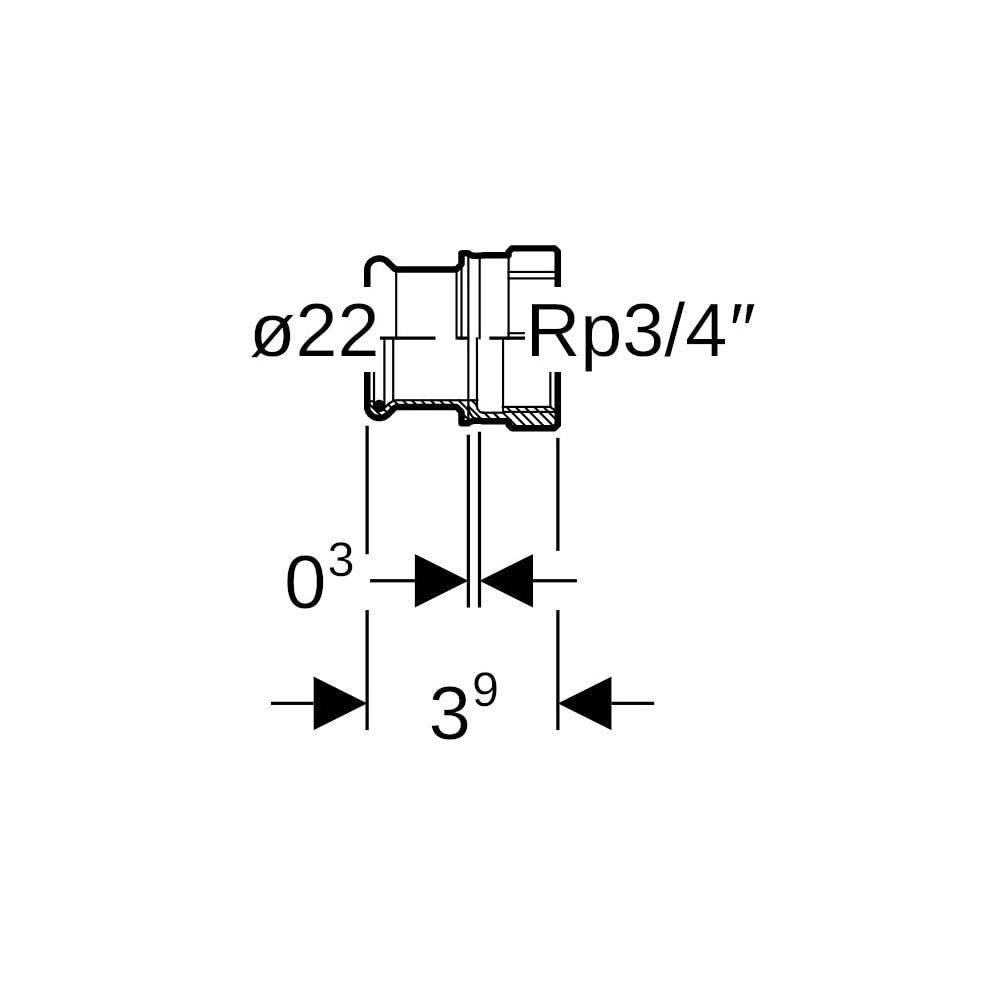 Geberit GE Mapress Therm Uebergang, d22mm, Rp3/4, NPW, 1 Stk.-3