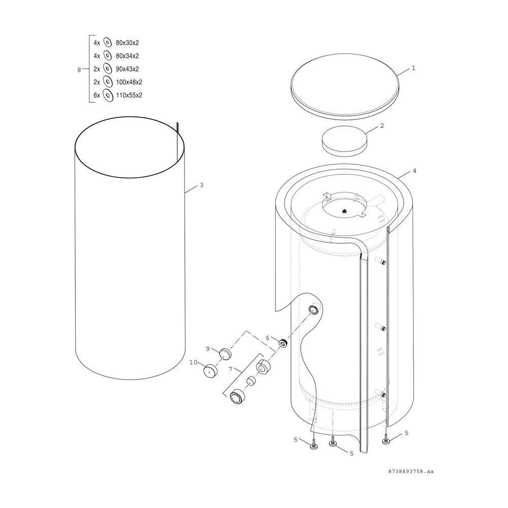 BOSCH Pufferspei. STORA B 500-6 ER 1 B 1845x850, 500 L, silber, Schichtladung-2