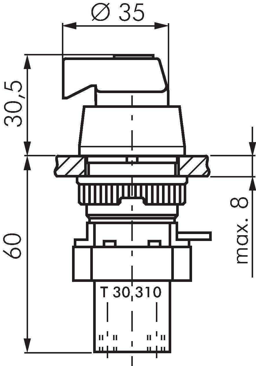 Airtec T 22 313, 3/2-Wege Drehschalter-Ventil, schwarz (22,5mm), M5-0