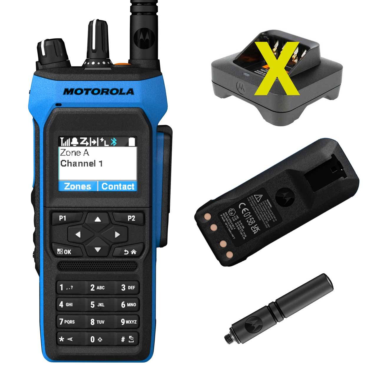 Motorola R7Ex Handfunkgerät UHF FKP - Batterie Antenne MDH57QCN9RA3AN-0