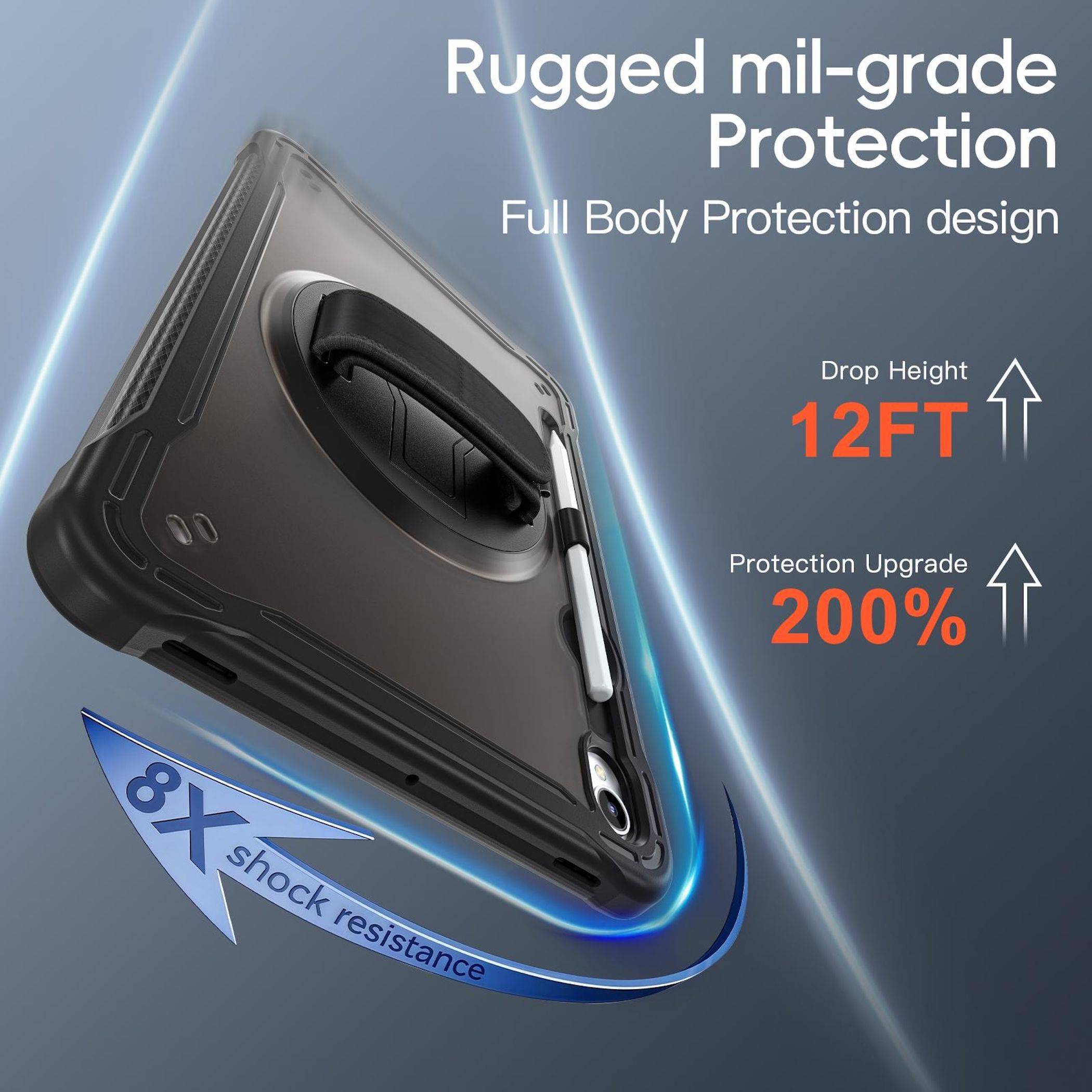 Für Samsung Galaxy Tab S11 360 Rotation Heavy Hybrid Hülle Schwarz-3