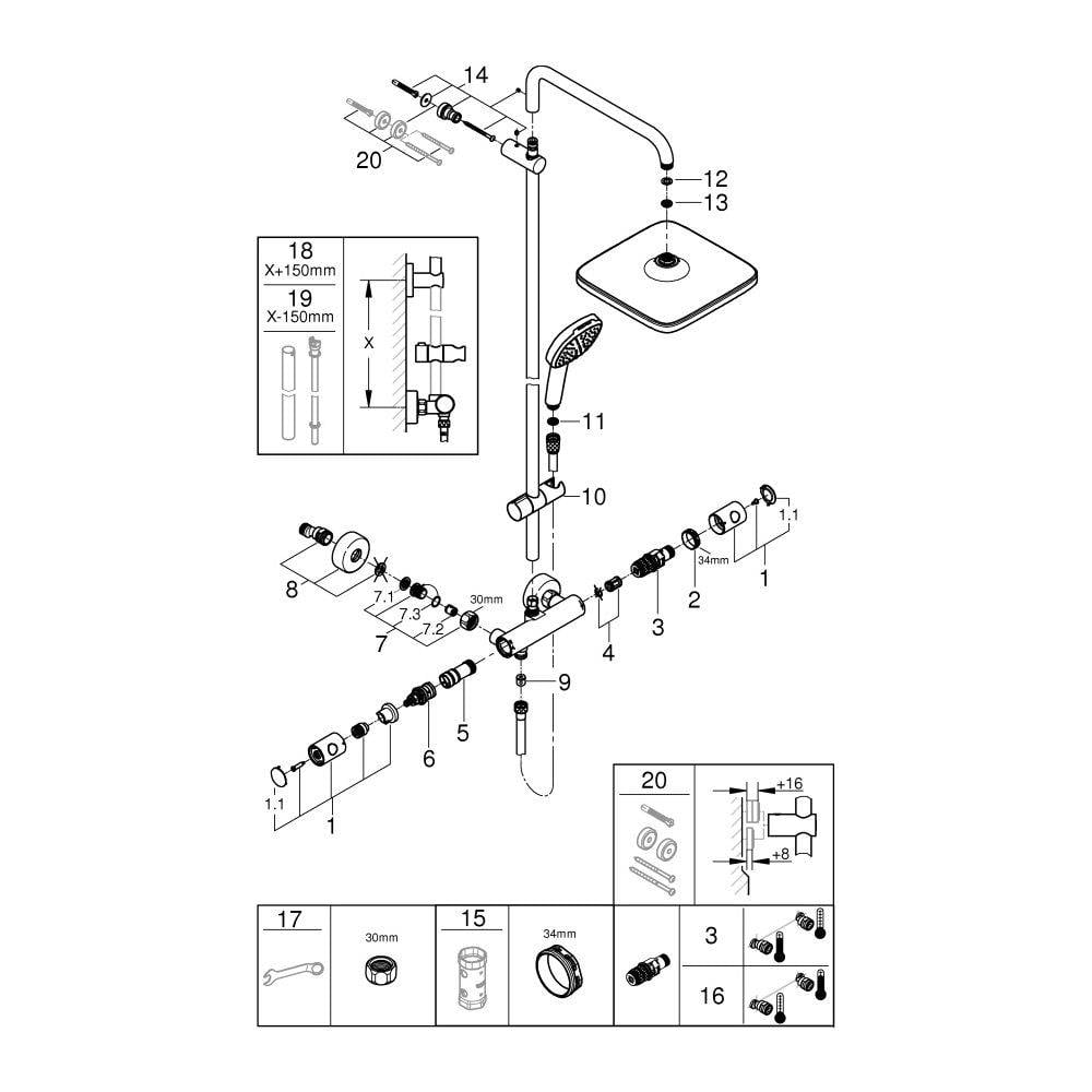 GROHE 26689001 Duschsystem Tempesta Cube System mit Thermostat-Brausebatterie ch-3