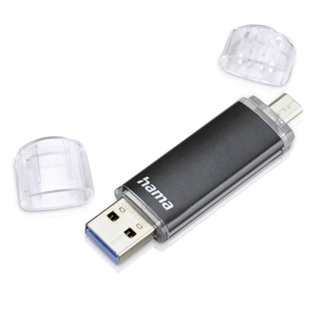 hama 00181071 USB-Stick "Laeta Twin", USB 3.2 Gen 1/2.0, 256GB, 40MB/s, Schwarz-0
