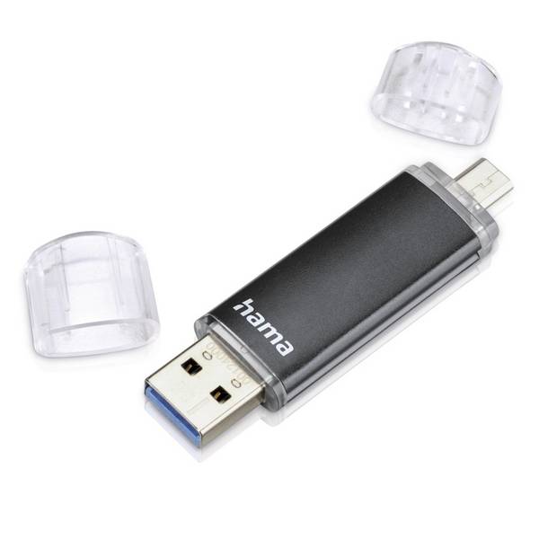 hama 00123998 USB-Stick "Laeta Twin", USB 3.2 Gen 1/USB 2.0, 16 GB, 40MB/s, Schwarz