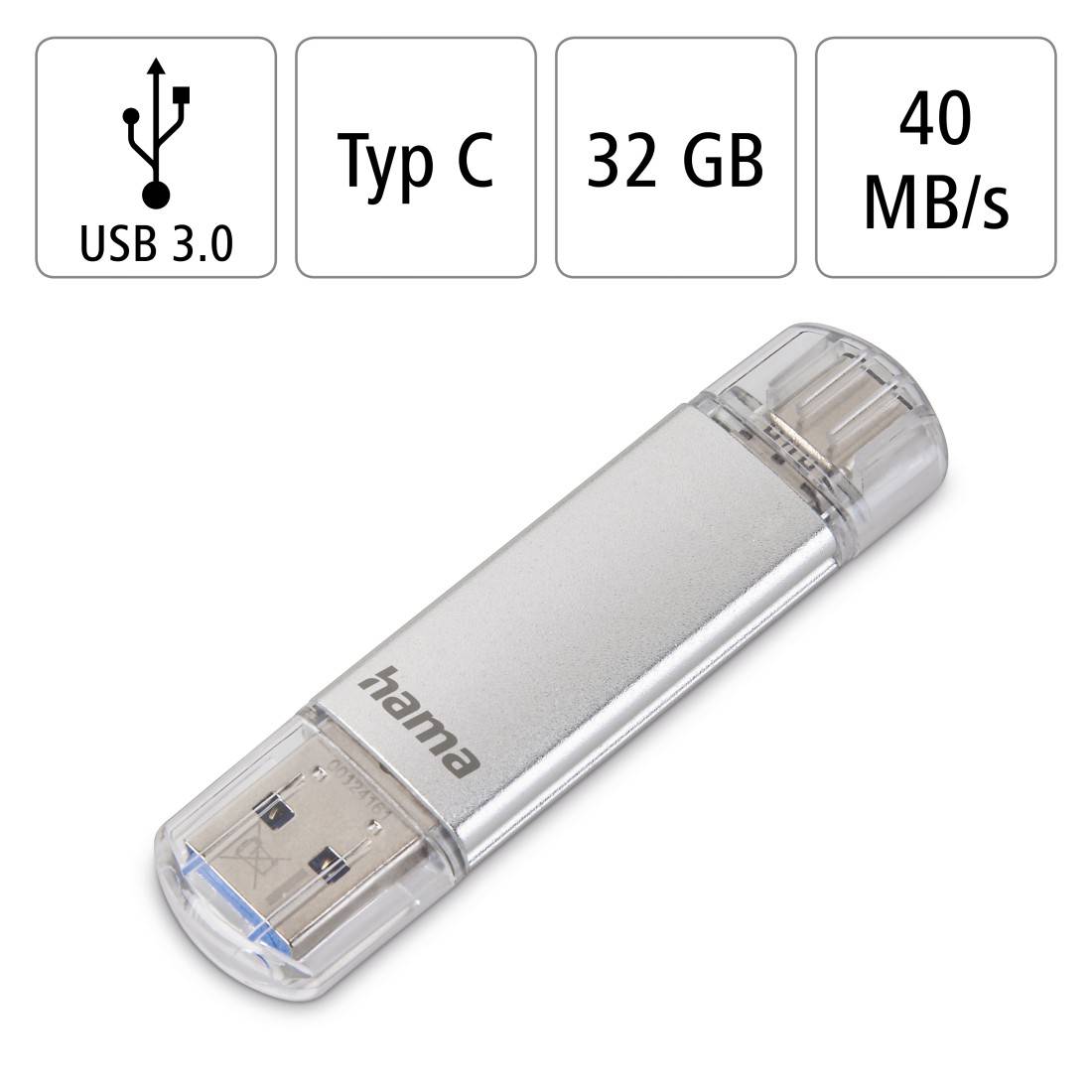 hama 00124162 USB-Stick "C-Laeta", USB-C 3.2 Gen 1, 32GB, 40 MB/s, Silber-3