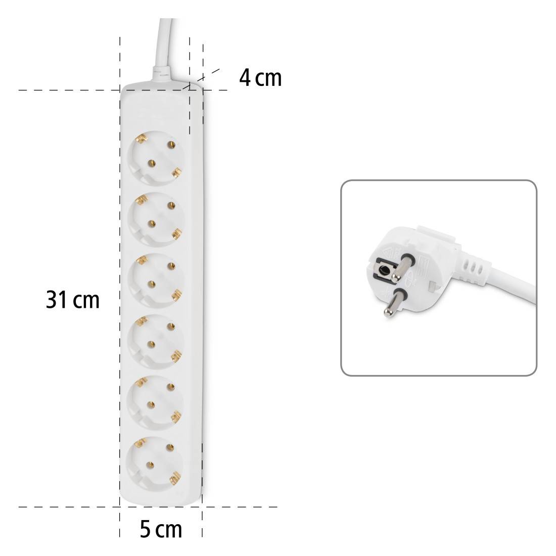 hama 00030383 Steckdosenleiste 6-fach, 1,4 m, Weiß-3