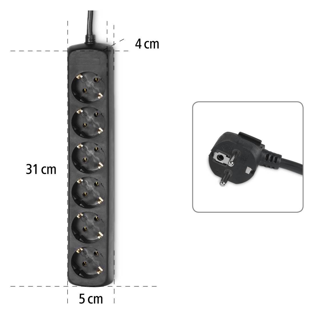 hama 00030393 Steckdosenleiste 6-fach, 1,4 m, Schwarz-2