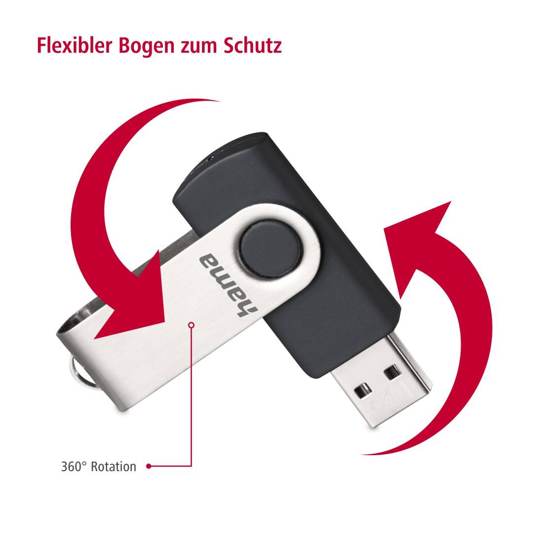 hama 00108029 USB-Stick "Rotate", USB 2.0, 32GB, 10MB/s, Schwarz/Silber-2