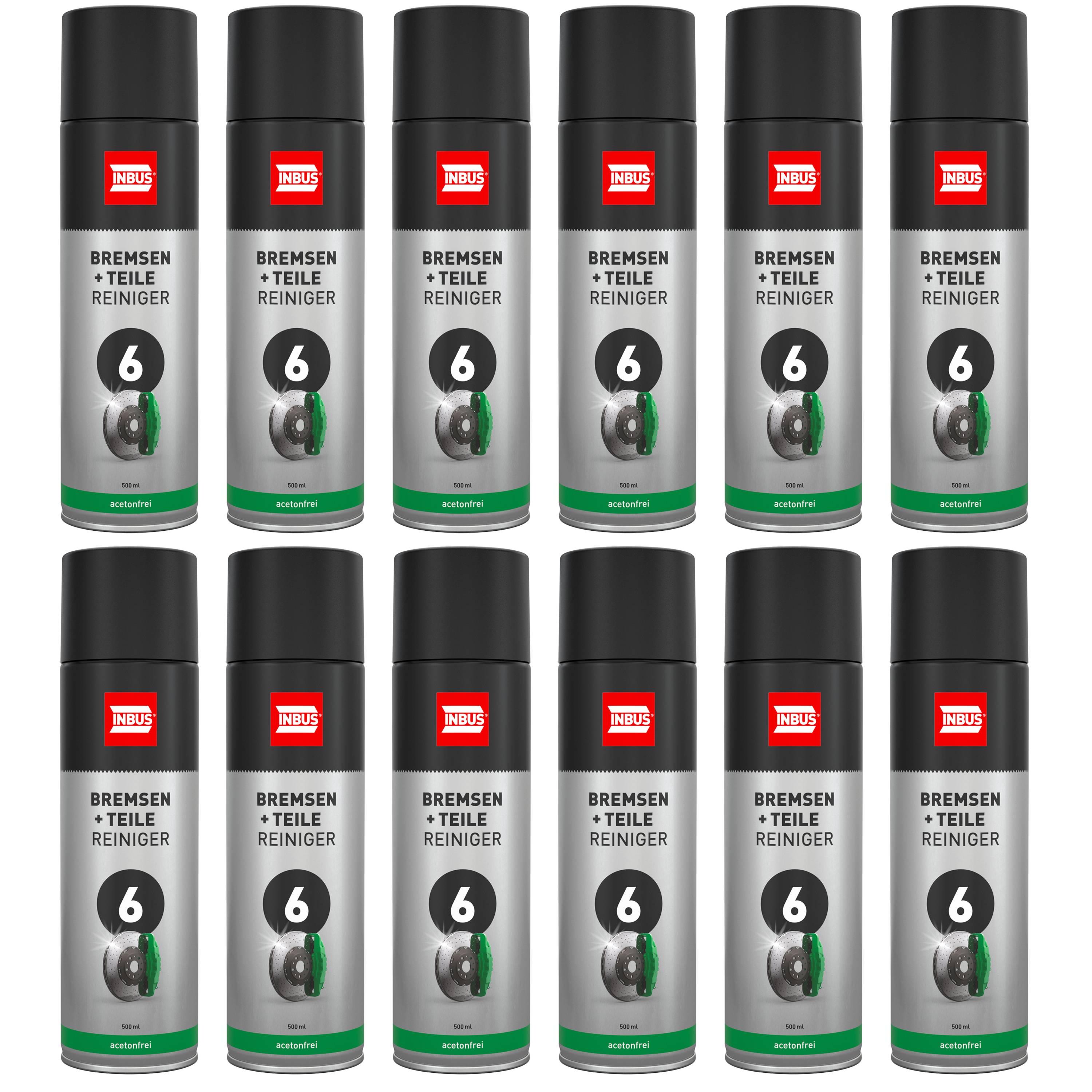 INBUS Bremsen + Teilereiniger (mit Aceton), 12x 500ml — Nr. 5 der Schraubchemie® — Made in Germany (12× 75022)-0