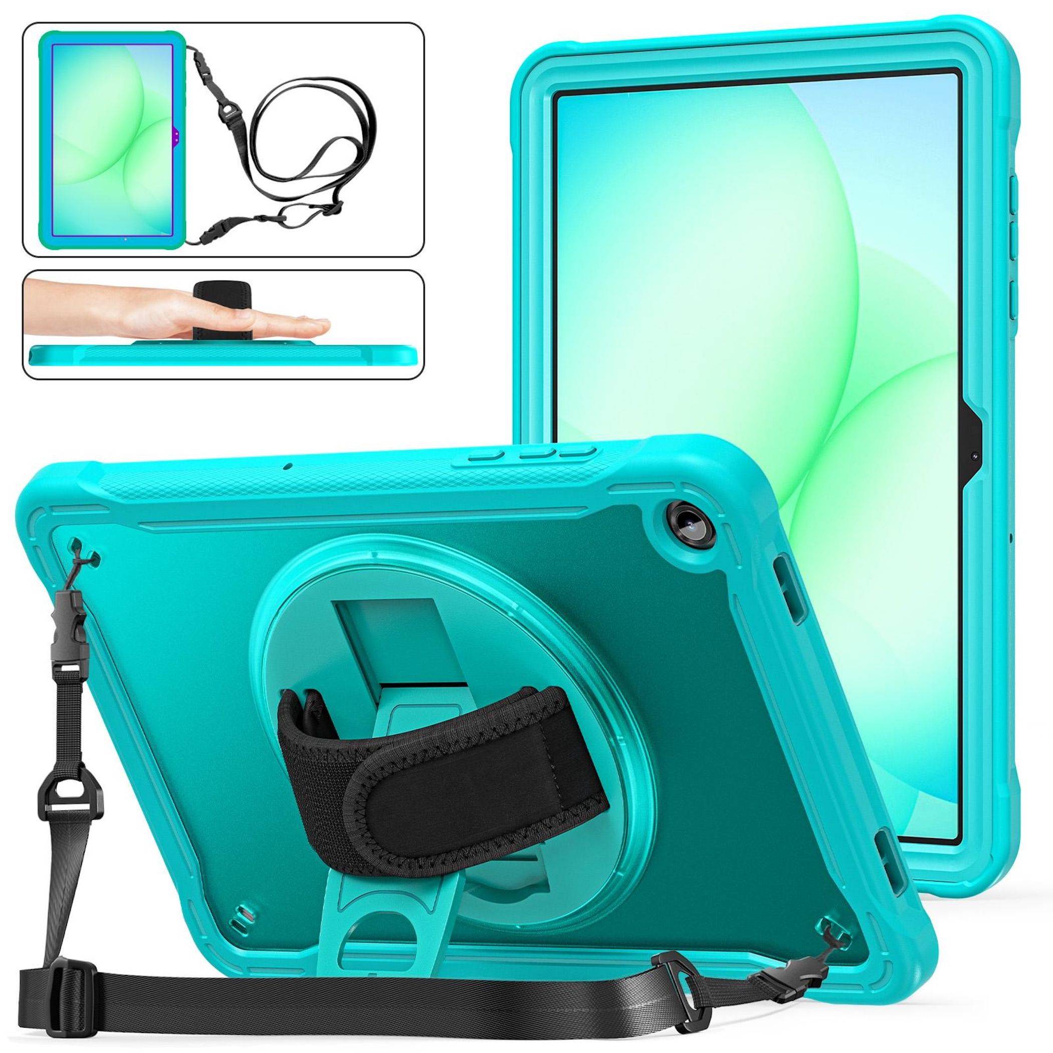 Für Samsung Galaxy Tab A11 Plus 360 Grad Rotation Hybrid Hülle Türkis-0