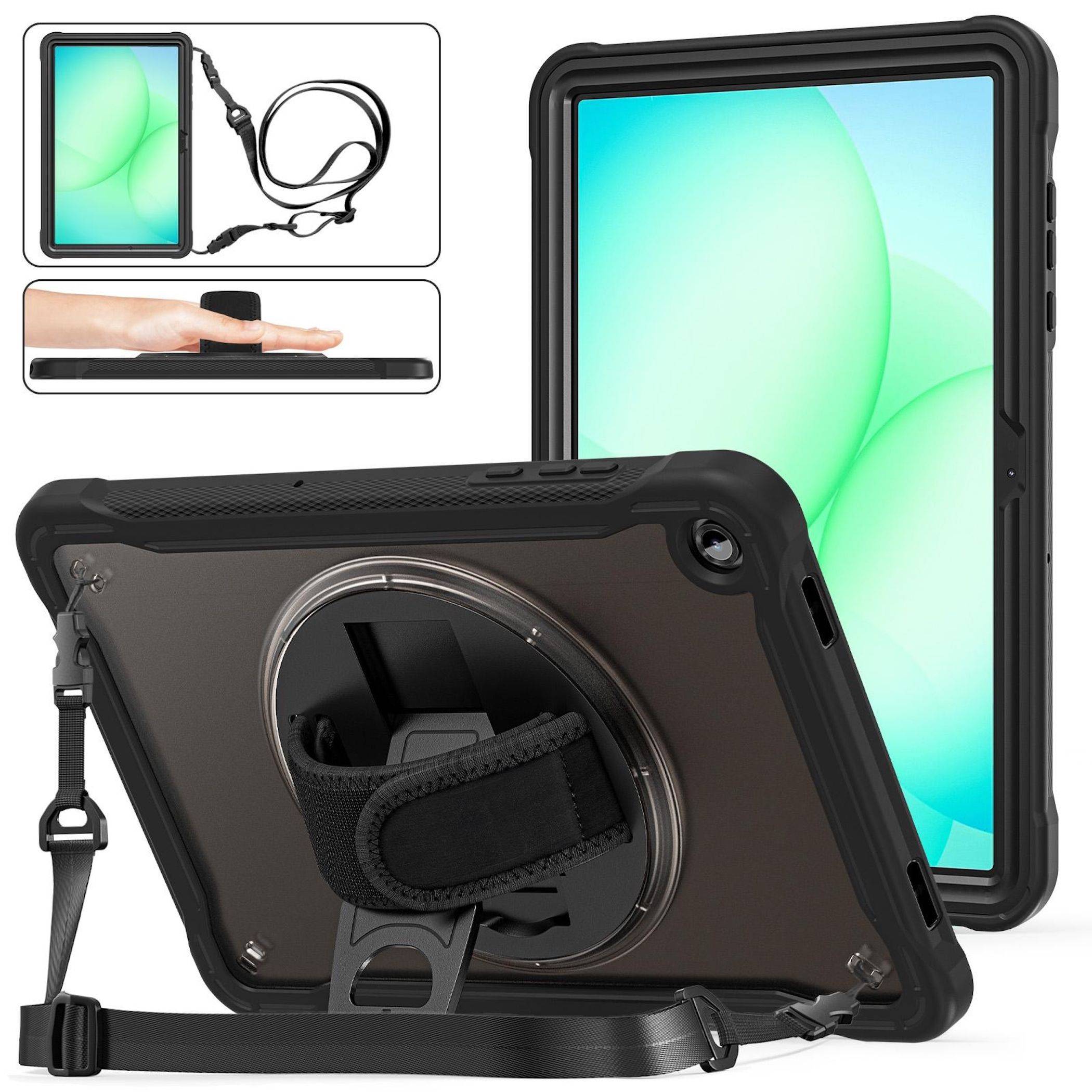 Für Samsung Galaxy Tab A11 Plus 360 Grad Rotation Hybrid Hülle Schwarz-0