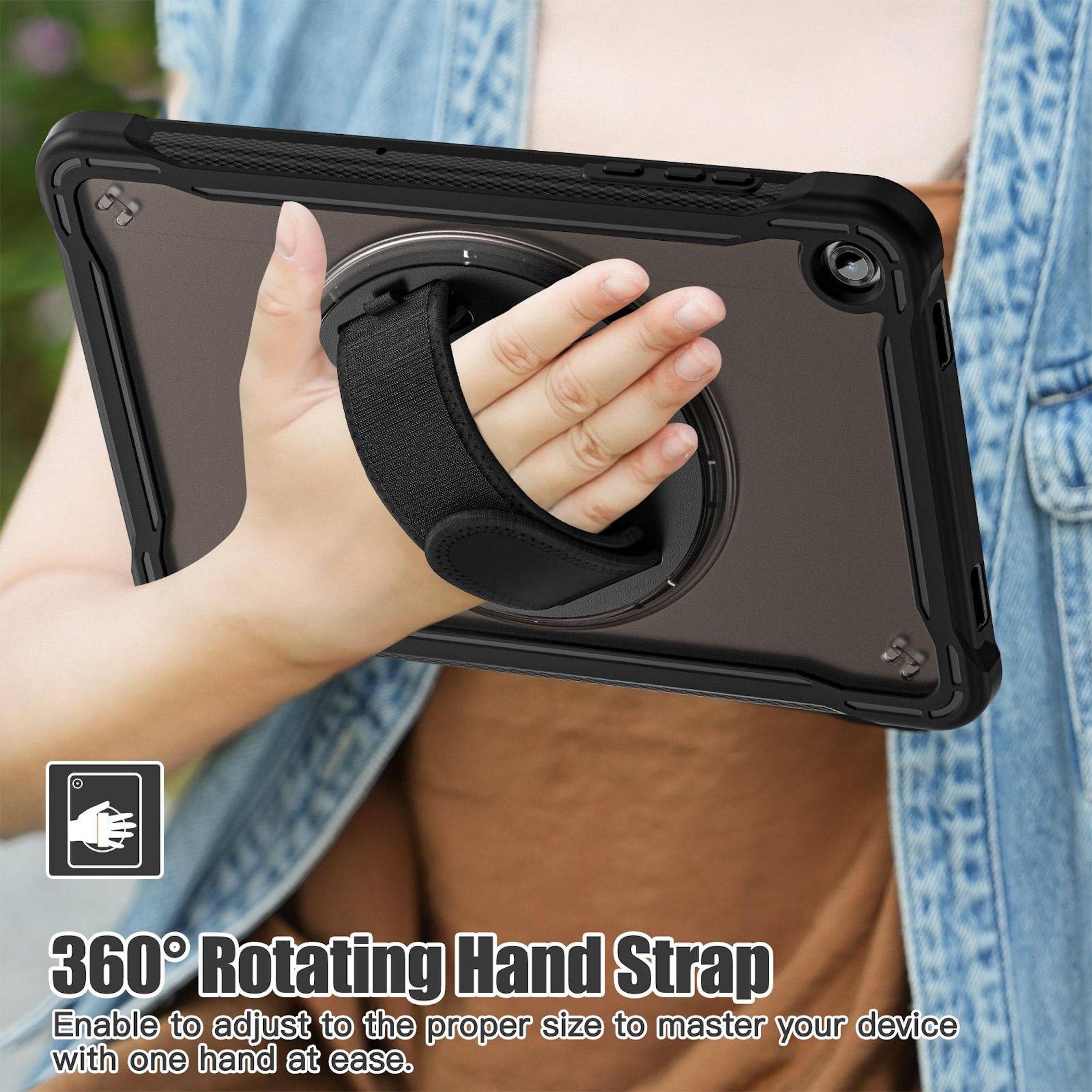 Für Samsung Galaxy Tab A11 Plus 360 Grad Rotation Hybrid Hülle Schwarz-3