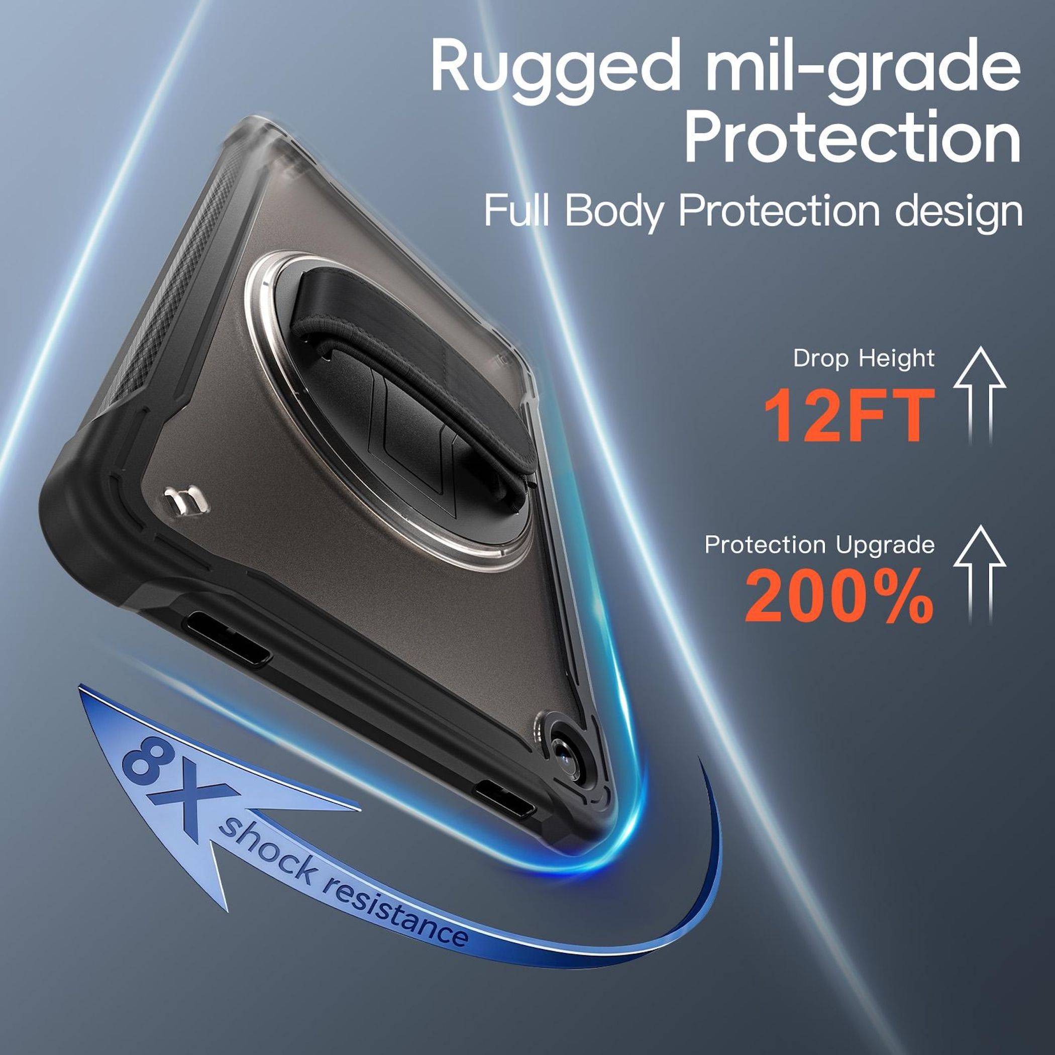 Für Samsung Galaxy Tab A11 Plus 360 Grad Rotation Hybrid Hülle Schwarz-4