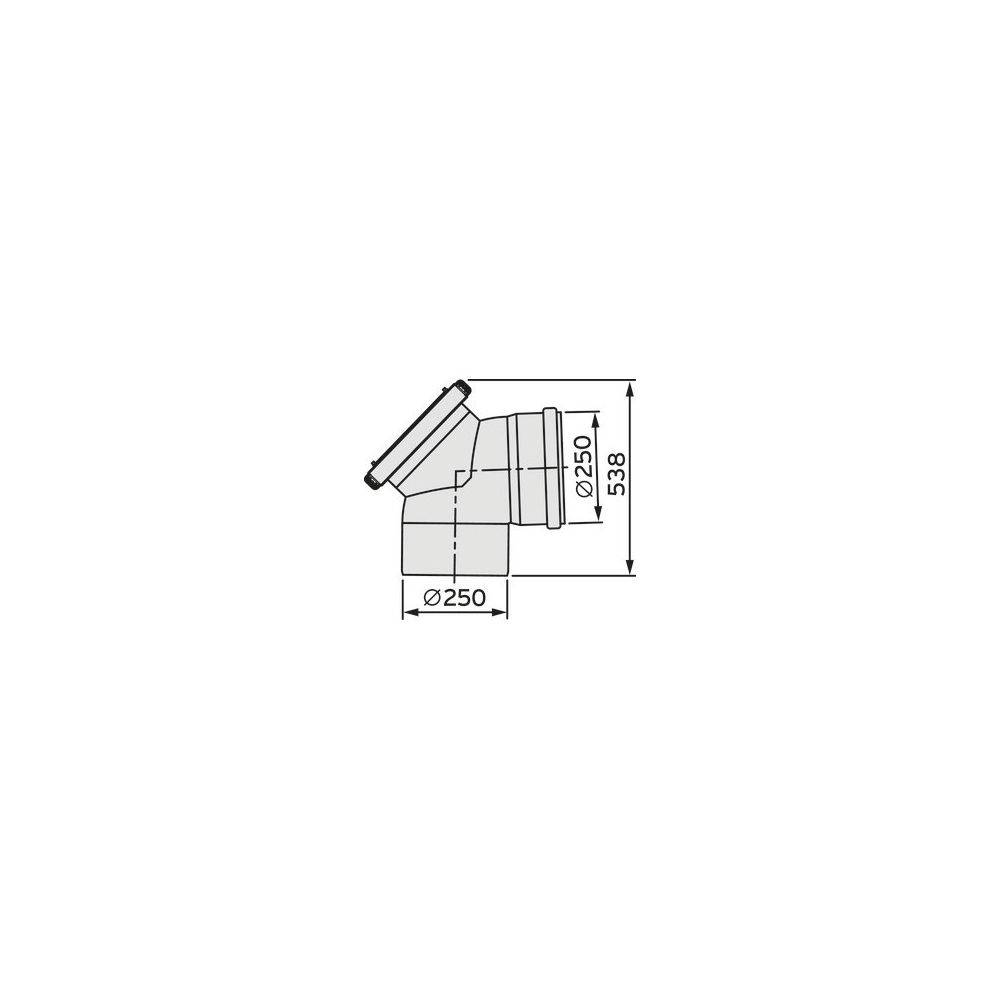 Vaillant Bogen 87 Grad 250mm PP mit Revisionsöffnung, 0020145529-1