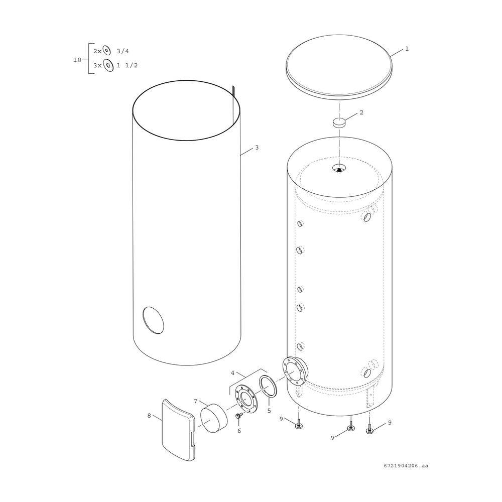 Bosch Pufferspeicher Stora BP 500 EP 1 C für Wärmepumpen CS5000AW, Liter, 1961x700mm-2