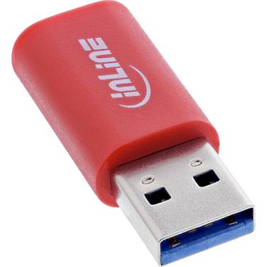 InLine® USB-Datenblocker, Adapter USB-A Stecker an USB-C Buchse, 5 V, 1,5 A / Konverter USB