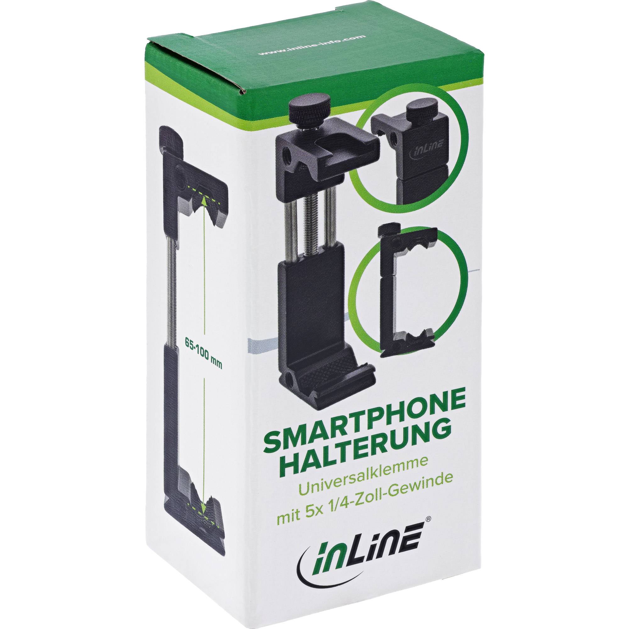 InLine® Universalklemme, Smartphone Halterung, 65-100mm, 1/4-Zoll-Gewinde Schlösser / Stative-0