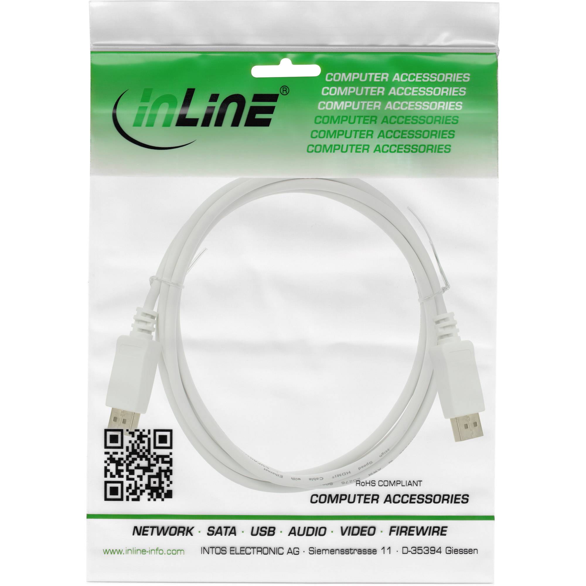 InLine® DisplayPort 1.4 Kabel, 8K, weiß, vergoldete Kontakte, 2m-1
