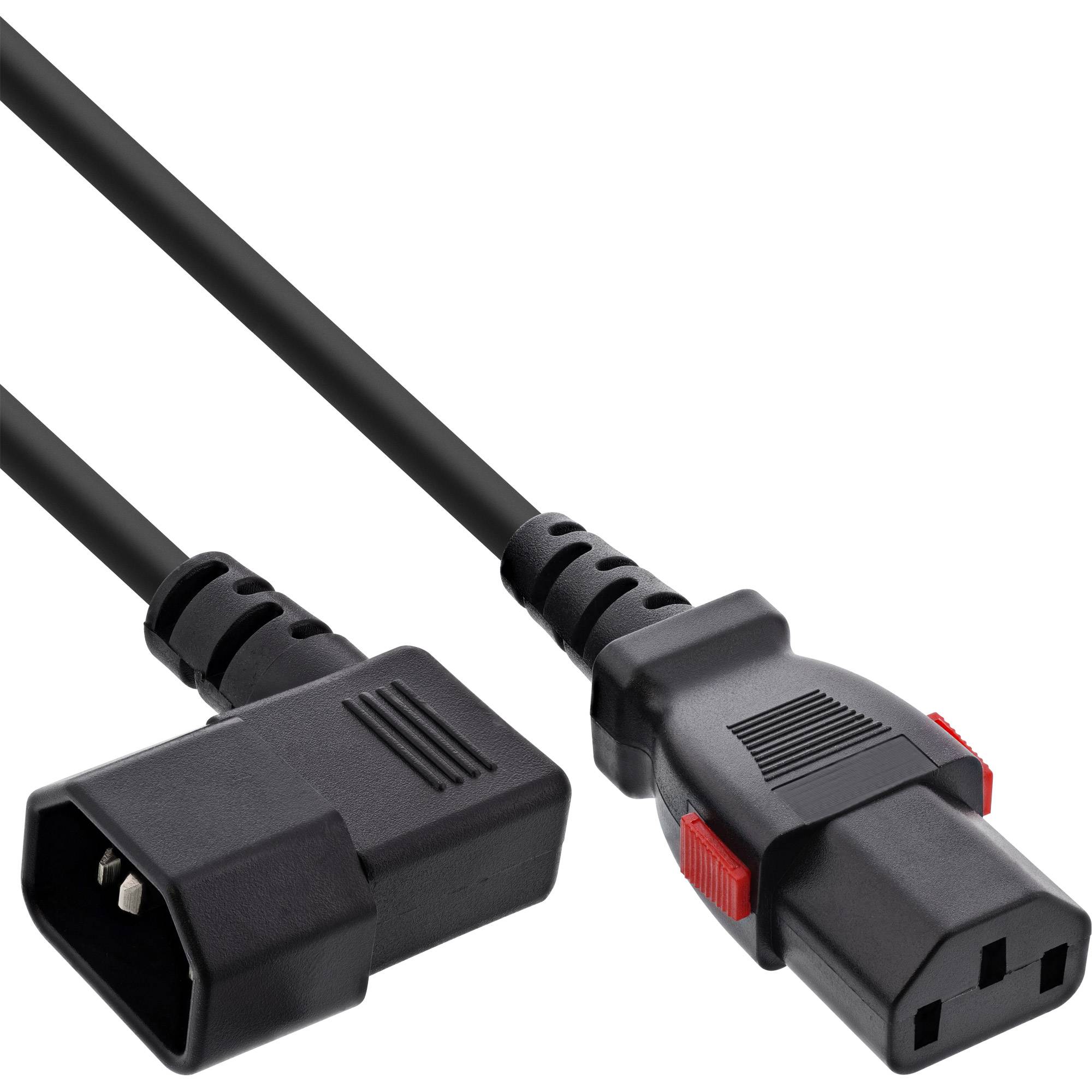 InLine® Kaltgeräteverlängerung, C13 verriegelbar auf C14 gewinkelt, schwarz, 2m-0