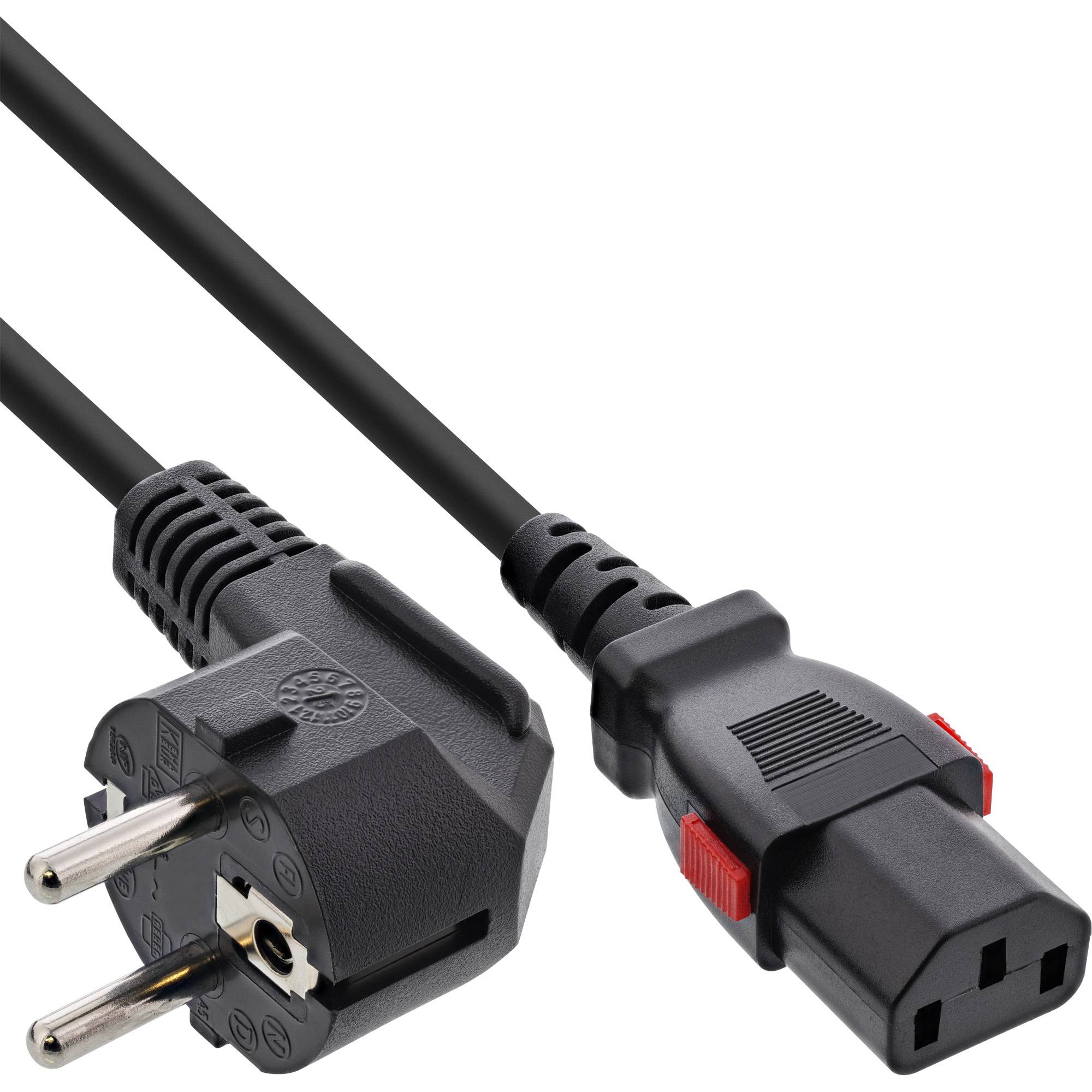 InLine® Netzkabel, Schutzkontakt gewinkelt auf C13 verriegelbar, 5m-0