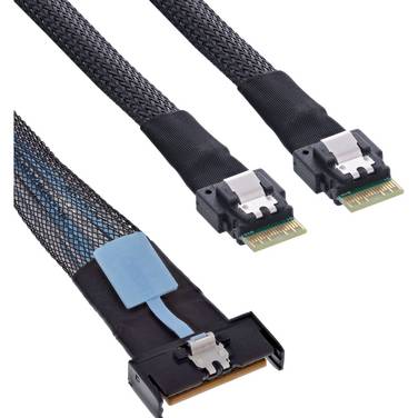 InLine® MCIO Kabel, MCIO x8 Stecker zu 2x 4i SFF-8654 Stecker, 0,5m