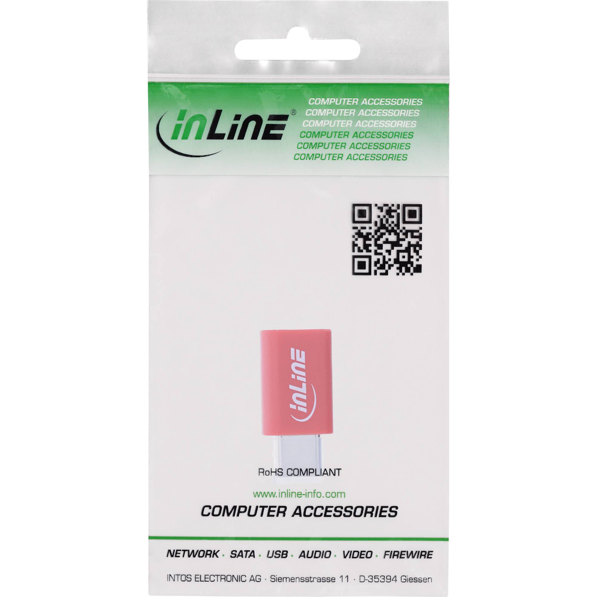 InLine® USB-Datenblocker, Adapter USB-C Stecker an Buchse, bis 240 W PD / Konverter USB-2