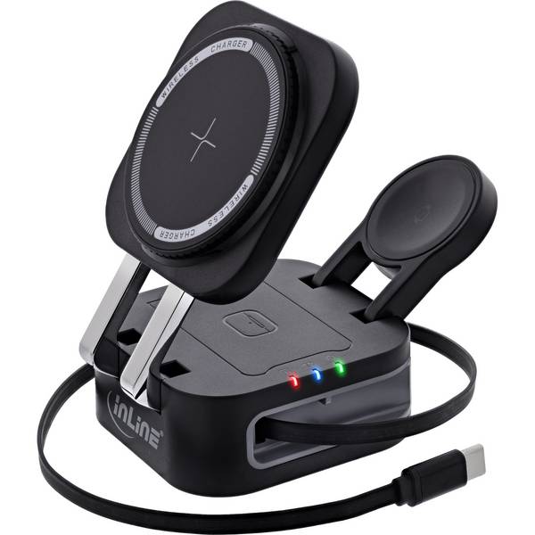 3in1 Wireless Charger - 15W Qi MagSafe kompatibel - 0,8m Kabel